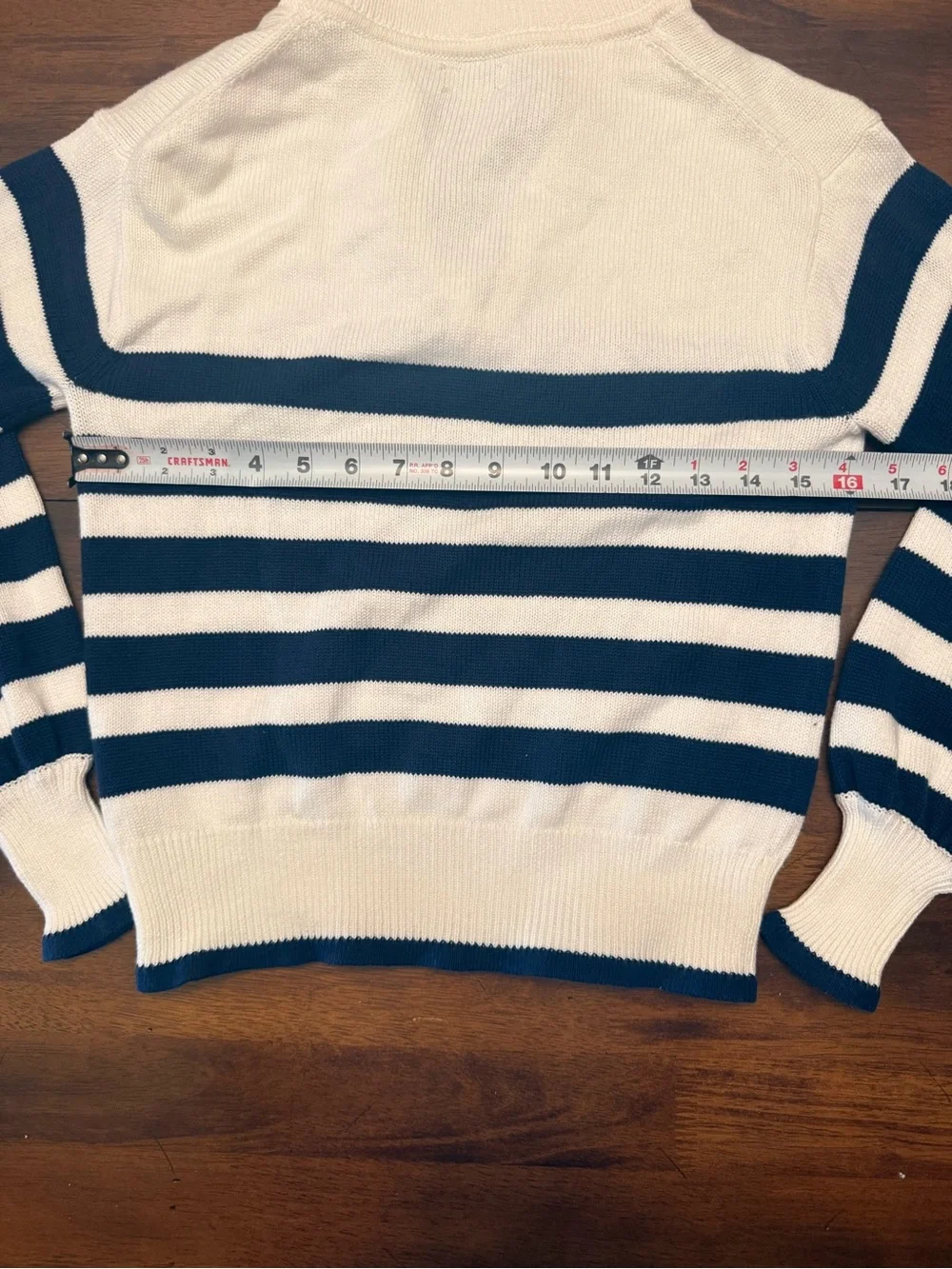 J. Crew Striped Half-Zip Sweater with Pearl Zipper in Blue and Cream - Picture 8 of 10